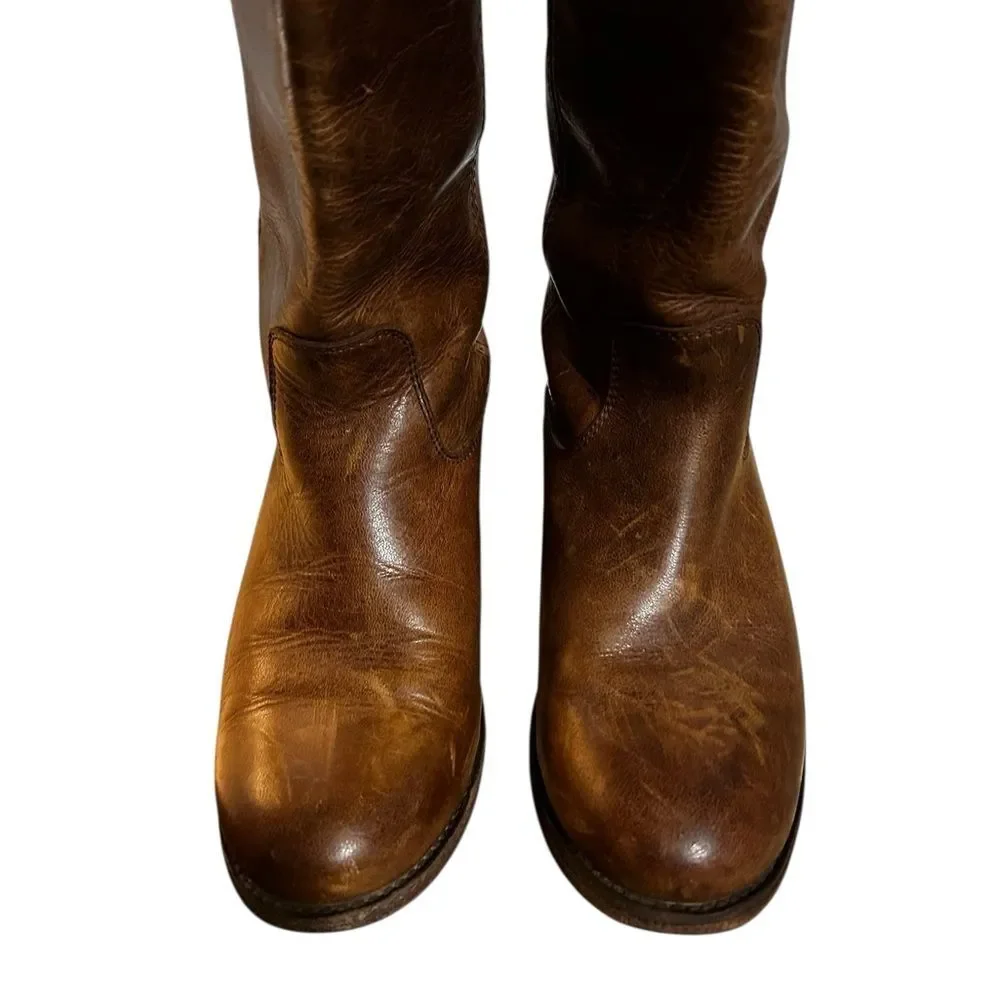 Frye Melissa Button Riding Boots Cognac Brown Tall Leather Women’s 6